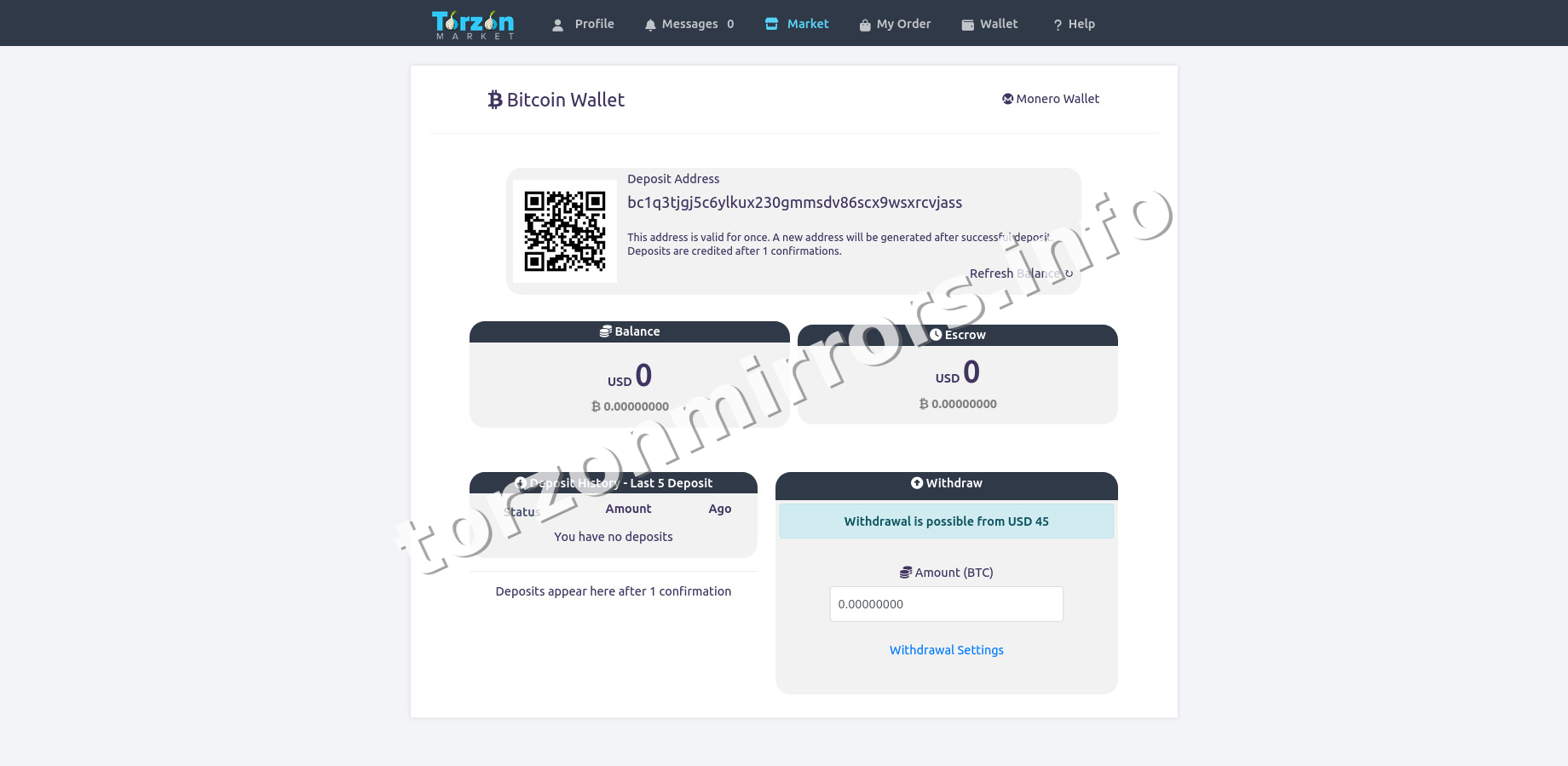 Torzon Market Mirrors interface — view 4